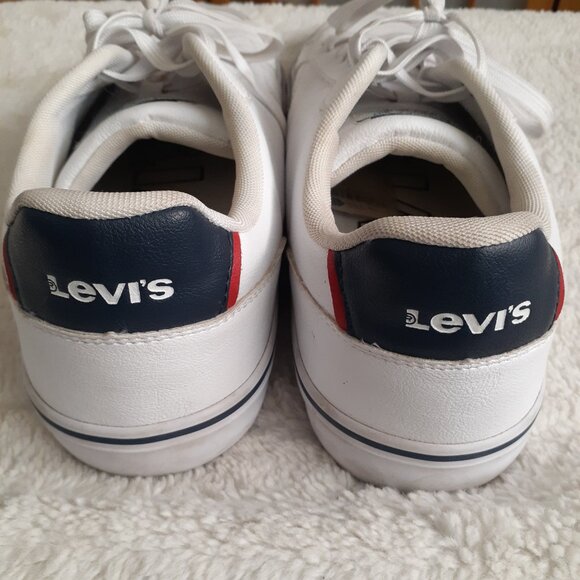 LEVIS SHOES WHITE LEATHER SNEAKERS CASUAL LACE UP LOW TOP-MENS SIZE 12 - Picture 6 of 7